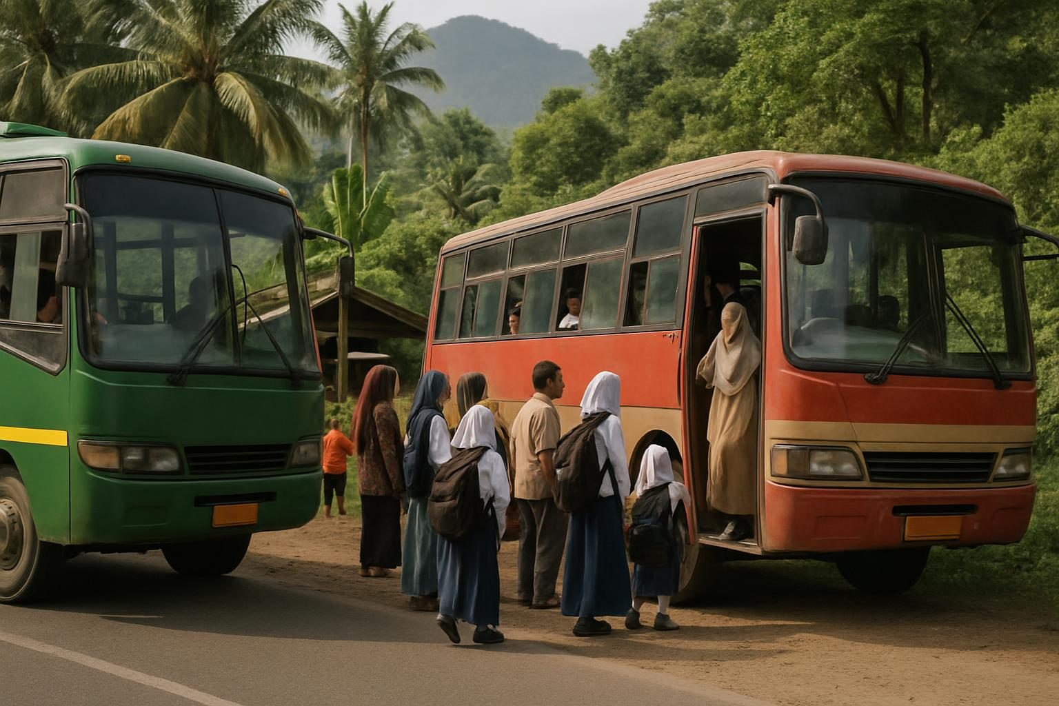 bus gratis Aceh Barat mengangkut siswa dan masyarakat di rute pedesaan