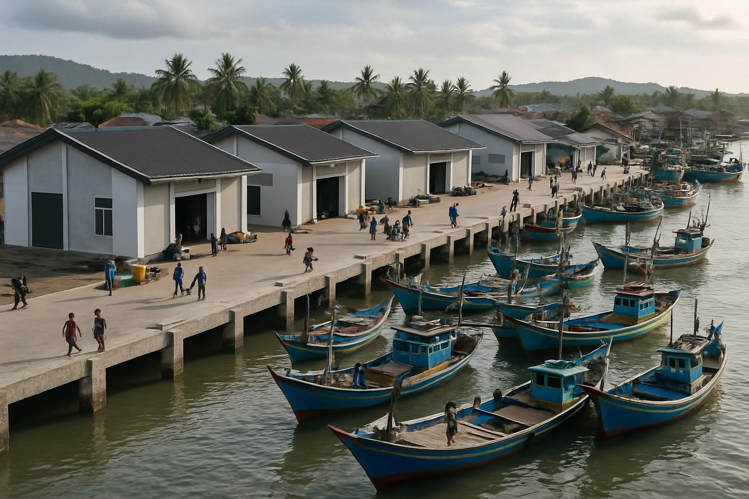 kampung nelayan aceh dengan fasilitas modern dan kapal nelayan