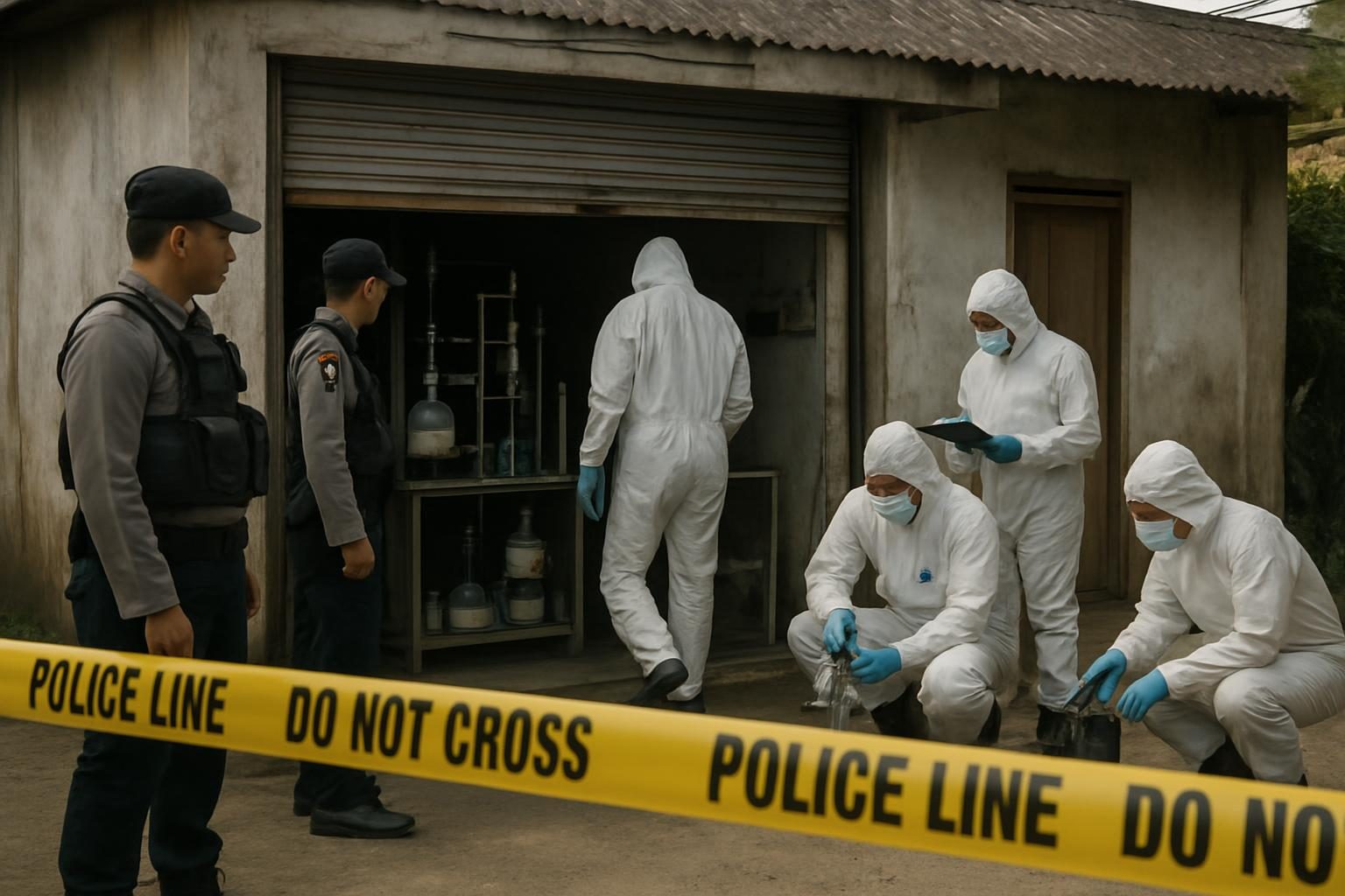 penggerebekan laboratorium narkoba aceh oleh aparat kepolisian dan BNN