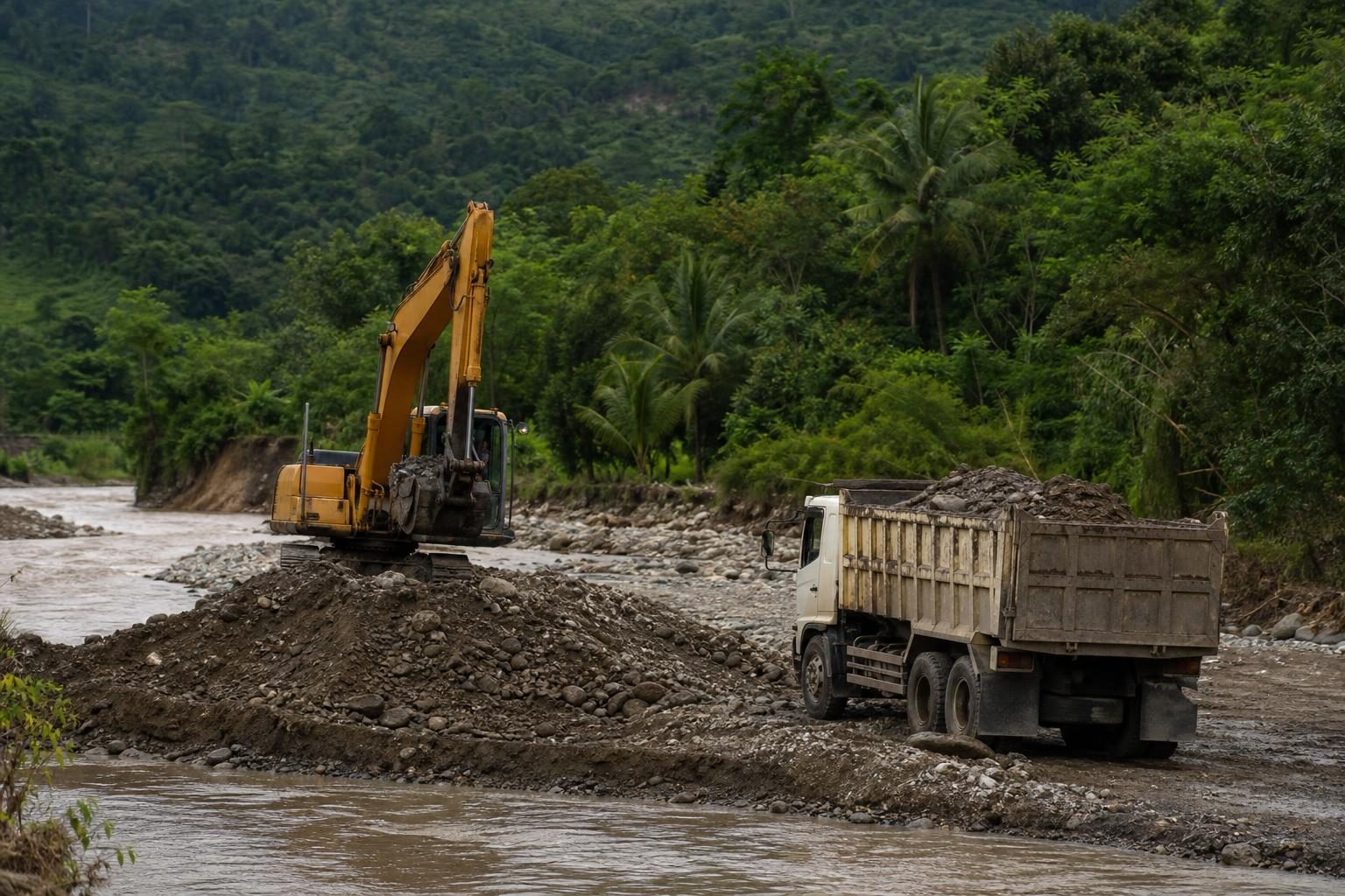 proses normalisasi sungai Aceh Tenggara pascabanjir dan longsor