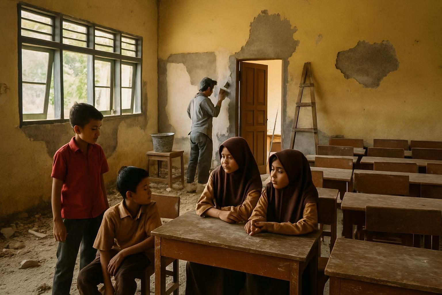 suasana renovasi madrasah aceh di ruang kelas yang nyaman dan bersih