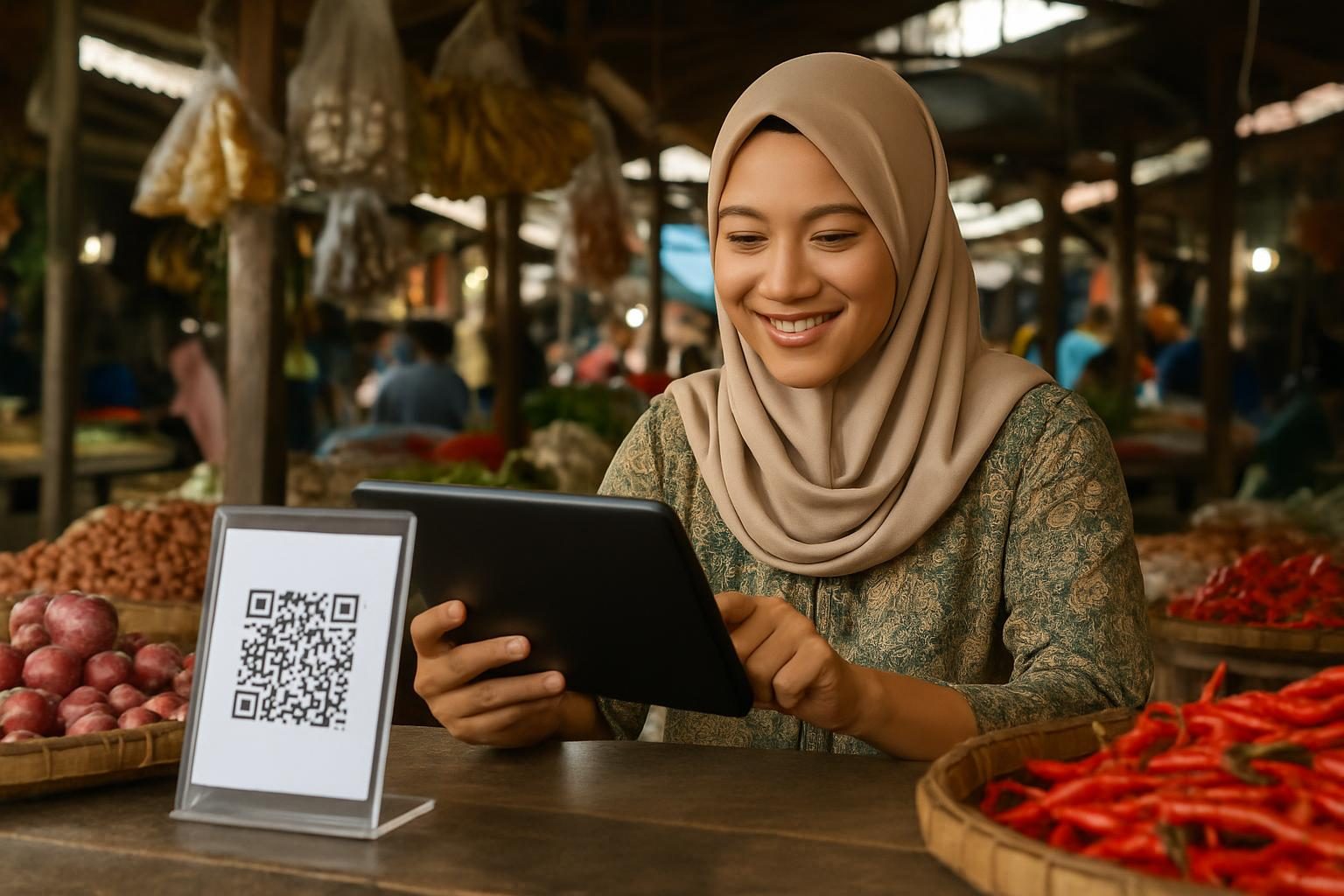 teknologi digital untuk umkm di Indonesia dengan penggunaan AI, media sosial, dan QRIS
